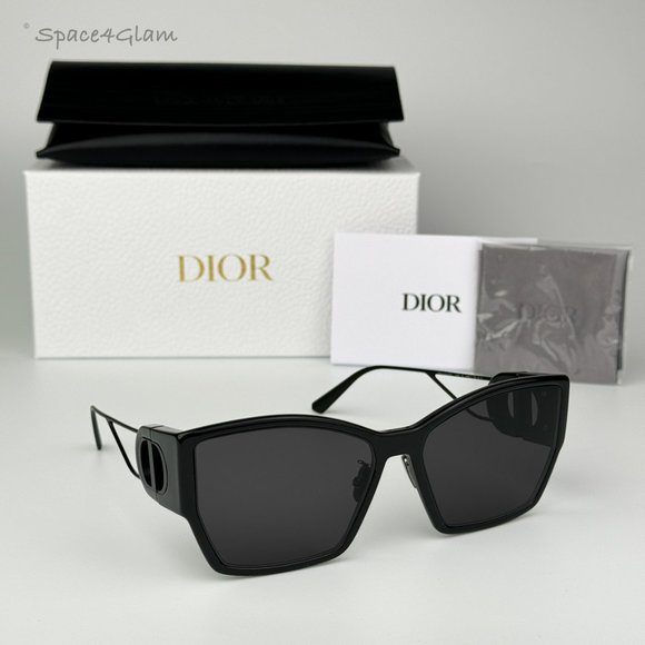 Dior Women Sunglasses Black Grey Cat Eye Oversized 30MONTAIGNE S2U 14A0 NEW